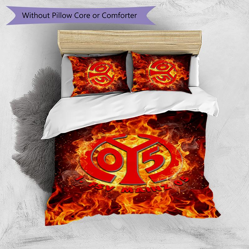Set Lenzuola 3 Pezzi Stampato FC Mainz Traspirante Copripiumino con Federe Biancheria da Letto Decorativa per Camera da Letto Casa