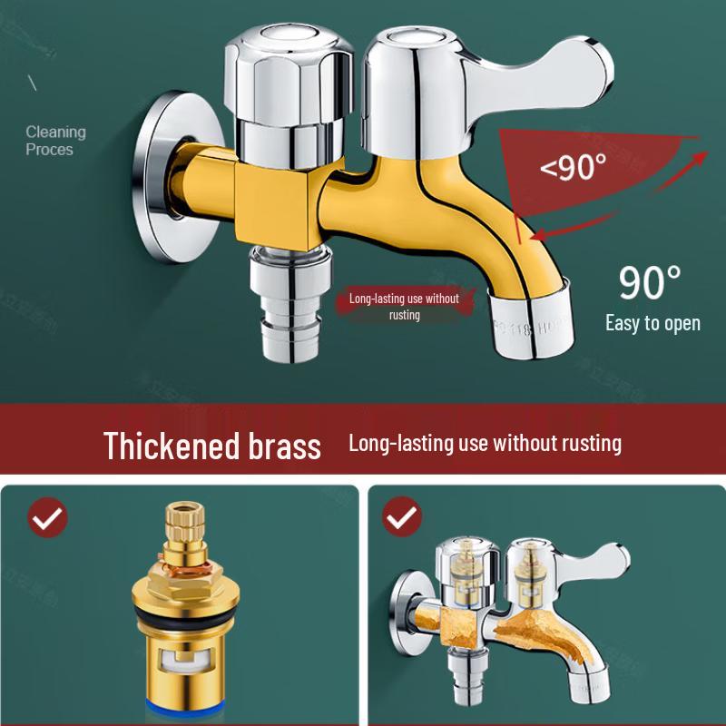 Xihe Brass Dual-Head Washing Machine Faucet