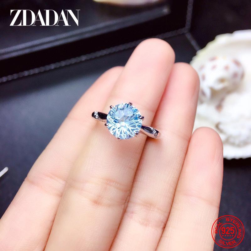 925 Silber Blauer Topas Ring für Damen Hochzeit Mode Schmuck