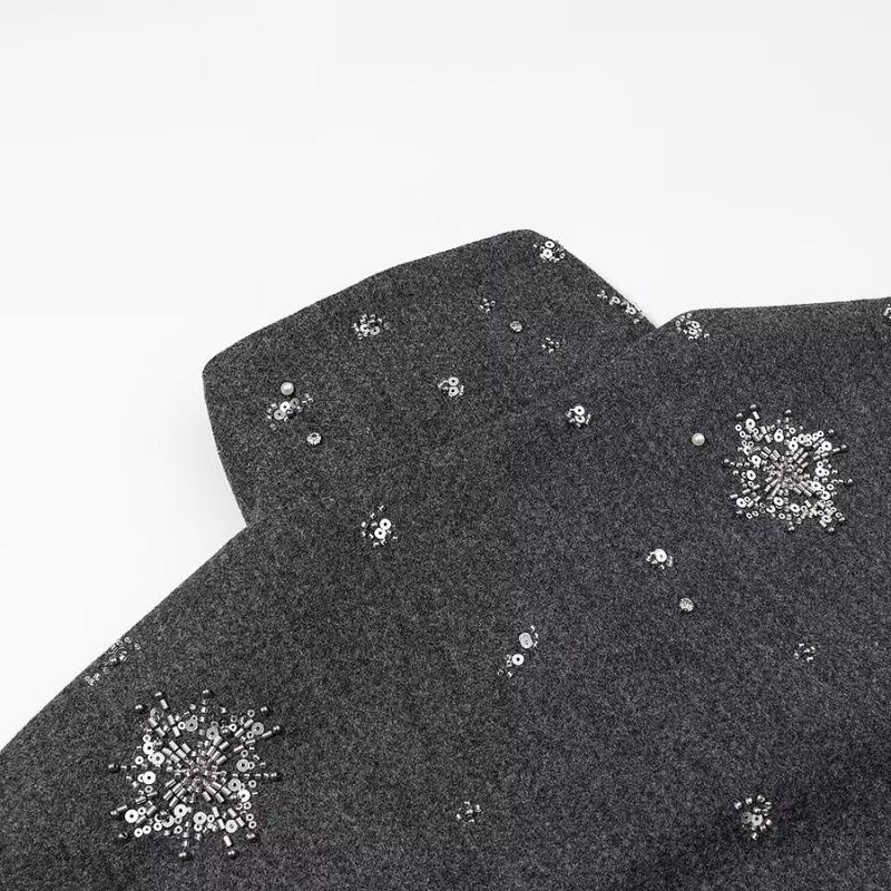 2025 Winter European & American Style Sequin Woolen Jacket