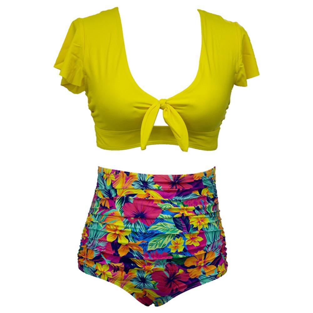 High Waist Bikini European and American Plus Fat Plus Size Swimsuit Women's Split Swimwear