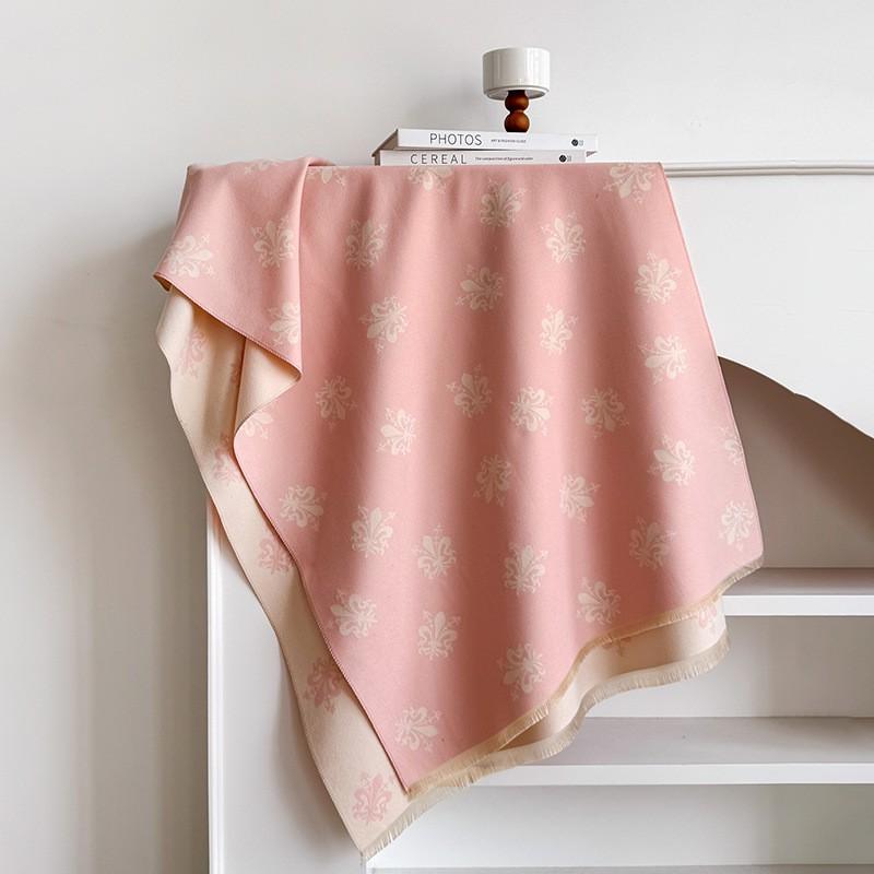 Elegant French Vintage Butterfly Print Faux Cashmere Scarf Women Warm Thick Wrap Shawl Office Winter
