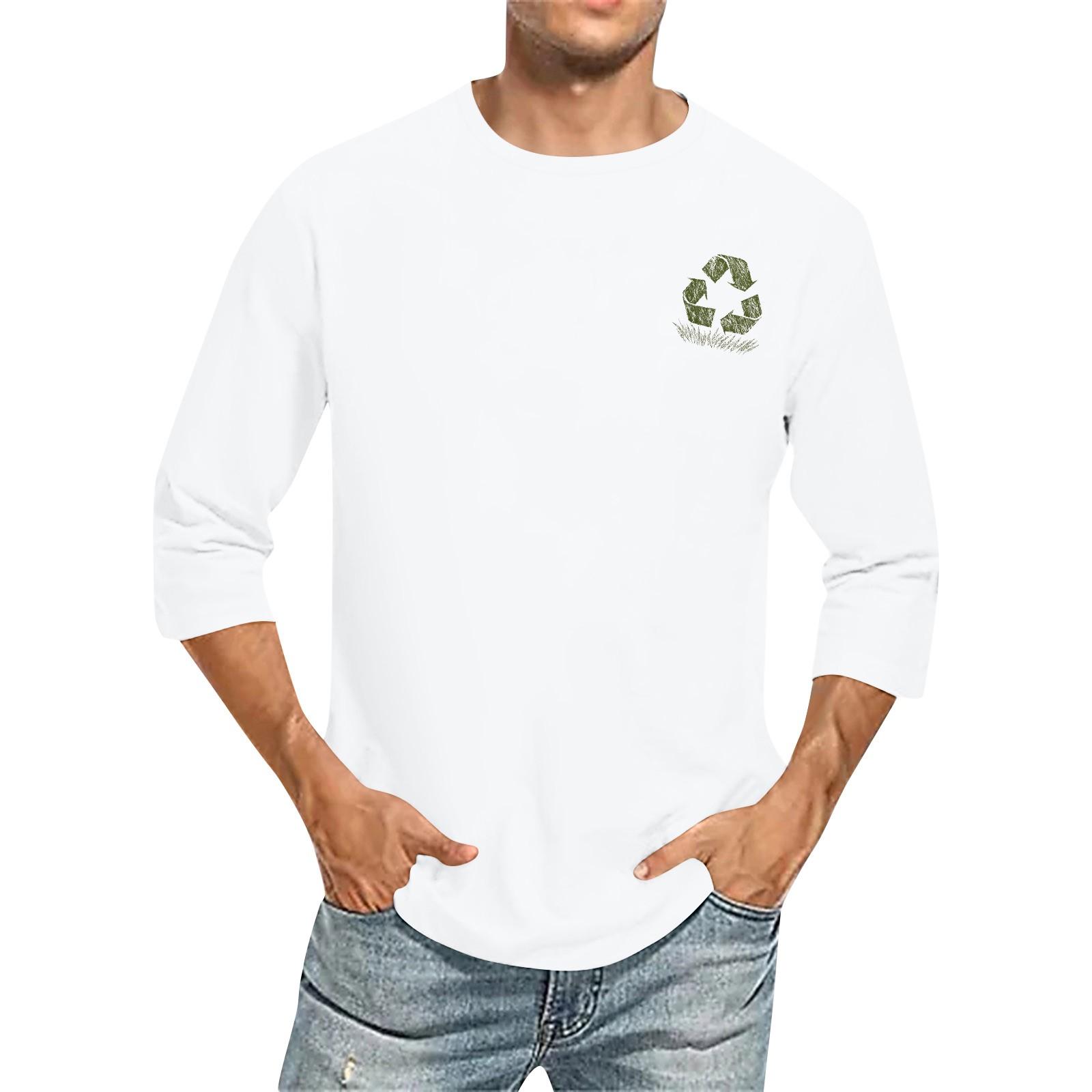 Mianduijifengba Men's casual and fashionable printed collar three-quarter sleeve top T-shirt XL wit