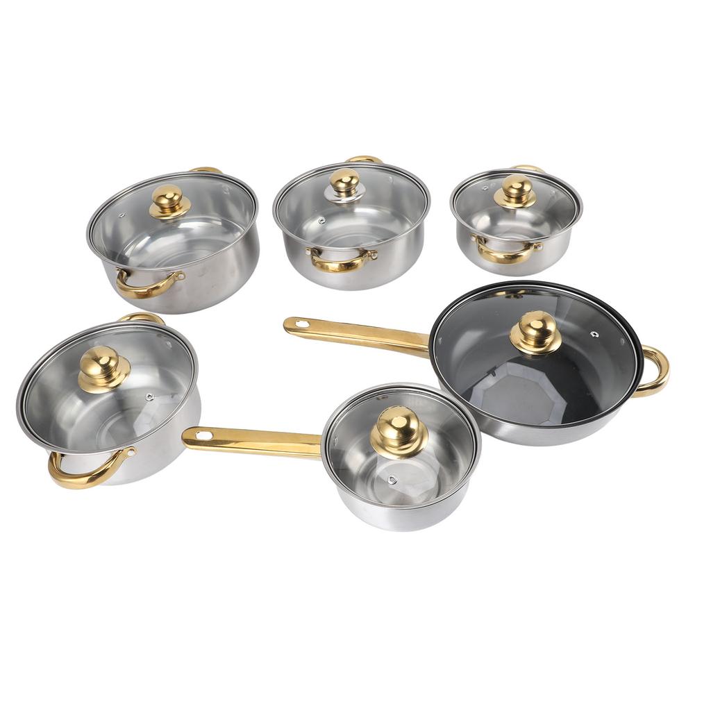 Σετ Ανοξείδωτες Κατσαρόλες και Τηγάνια Σετ Μαγειρικών Σκευών Κουζίνας Κατσαρόλα Ζωμού Κατσαρολάκι Τηγάνι με Καπάκια Χερούλια