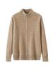 2025 Men's Wool Wave Pattern Zipper Cardigan - Loose Casual Half-High Collar Sweater