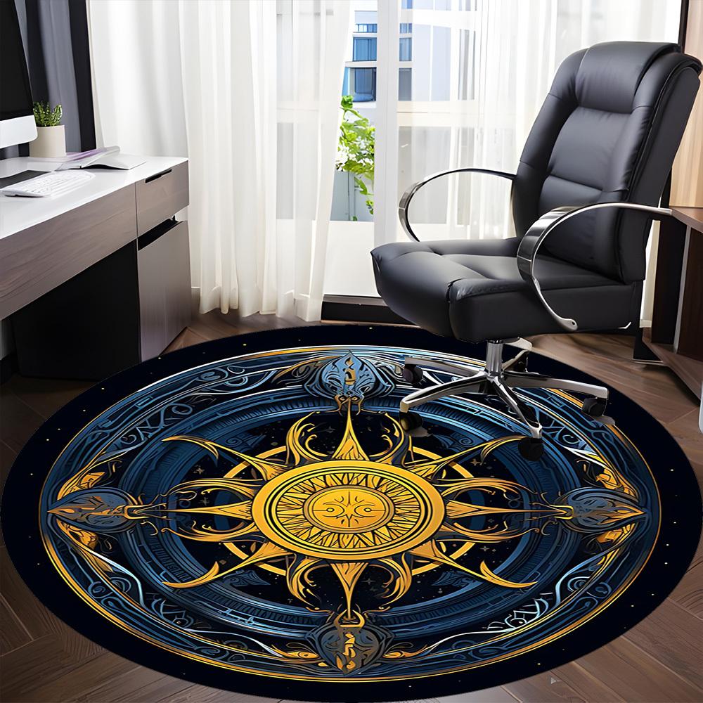 1PCCelestial Mandala Office Round Area Rug,  Mat Suitable For Office, Under Office Chairs Bedroom Living Room Home Decor, Room Deco