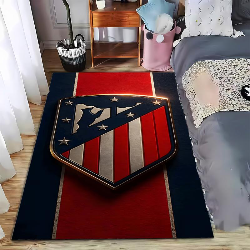 "Red Blue Striped Shield Emblem Carpet for Living Room Decor" Suitable for use as an anti-slip for living room bedroom sofas