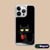 Cute Coffee Cat Silver Plating Magsafe Mobile Phone Case for iPhone 17 16 15 14 13 12 11 Air Pro Max Plus Colorful Cover