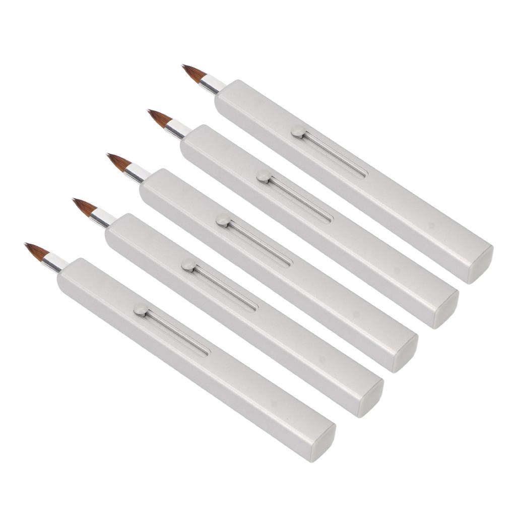 5Pcs Lip Brush Retractable Portable Multipurpose Single Ended Nylon Lip Makeup Brush Grey Shell