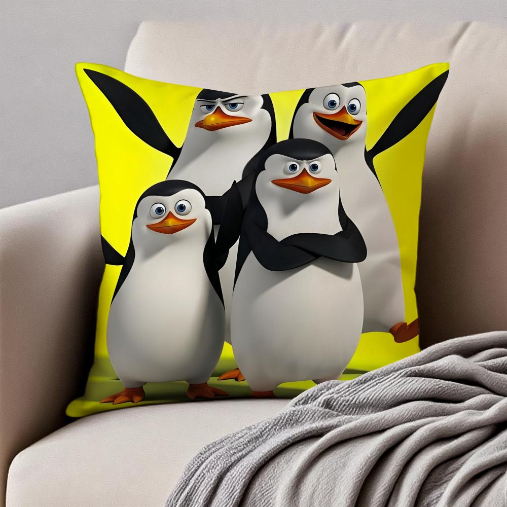 Die Pinguine von Madagaskar Kissenbezug Kissenhülle Milbenschutz Unsichtbarer Reißverschluss Kurzer Plüsch Sofakissen