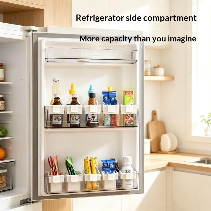 Practical Refrigerator Storage Basket 1/2/4PCS Side Door Fit Organizer for Home Kitchen Food Bag & Condiment Storage