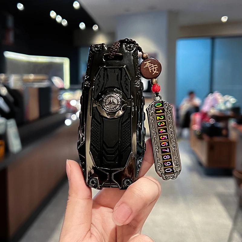 Carbon Fiber Key Fob Cover for Benz Key Case Protector Shell for Benz A-B-C Class S-Class G-Class E-Class CLA GLB CLS GLE GLC FF2