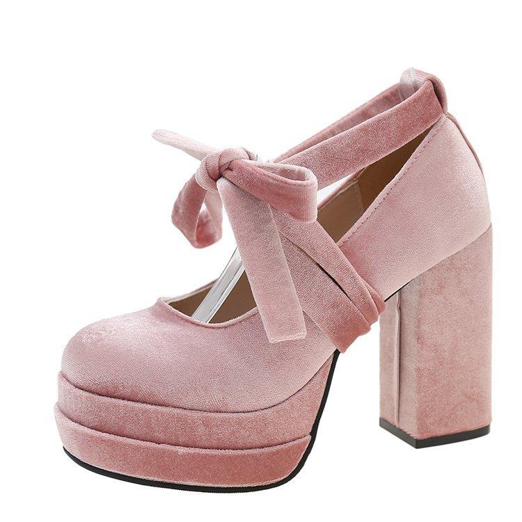 

Черные французские туфли на высоком каблуке для женщин на толстом каблуке 2024 года, новые весенние и осенние туфли, более ретро, легкие туфли для женщин 42