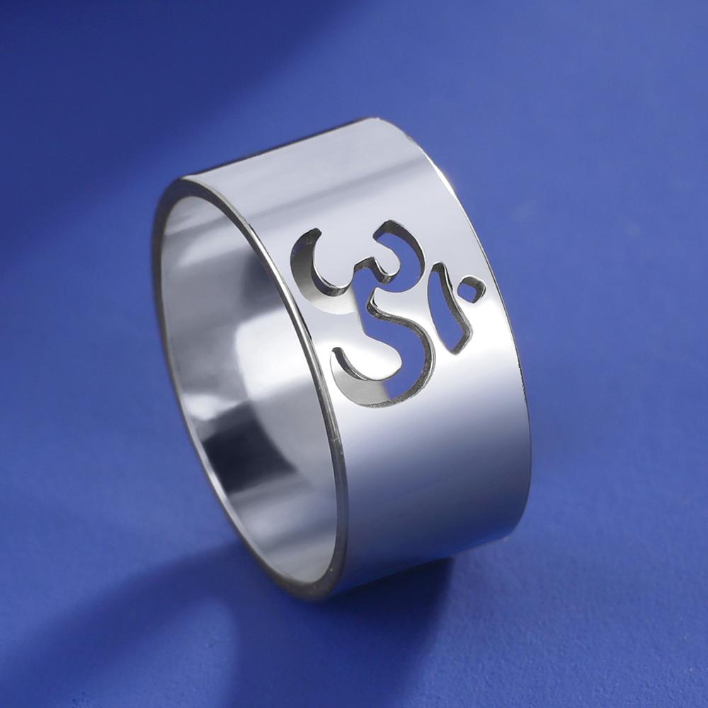 Dawapara Univerzální symbol harmonie Aum OM Prsten Unisex Hinduistický snubní prsten Buddhismus Jógové šperky Nerezová ocel