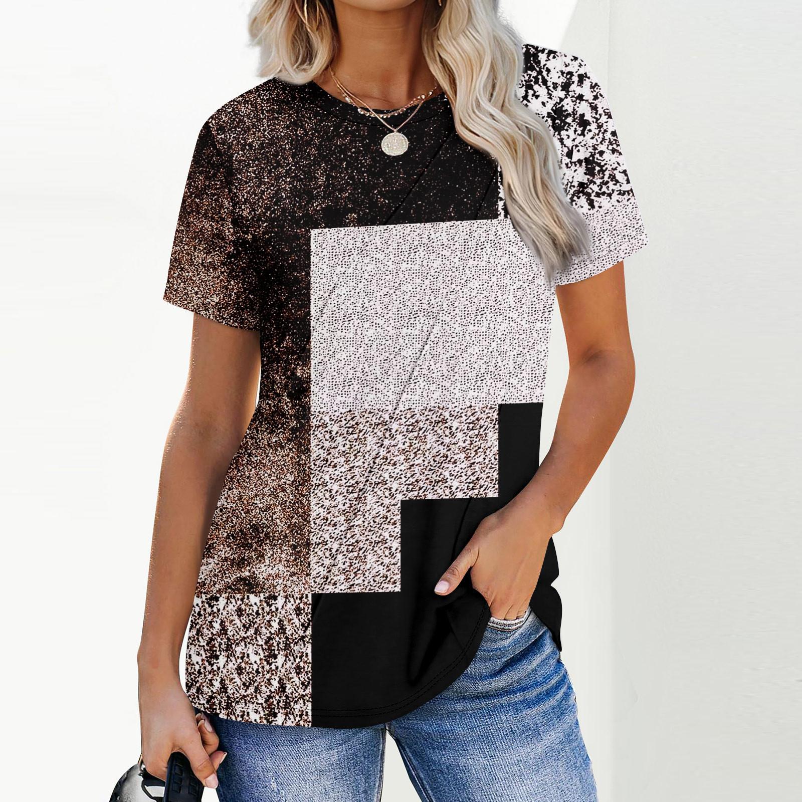 

Женская мода повседневная с коротким рукавом однотонные топы плиссированная модная одежда футболка L чёрный