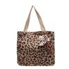 Borsa in Velluto a Coste con Stampa Leopardo di Grande Capacità Borsa Tote da Donna Borsa a Spalla Versatile di Nicchia da Donna