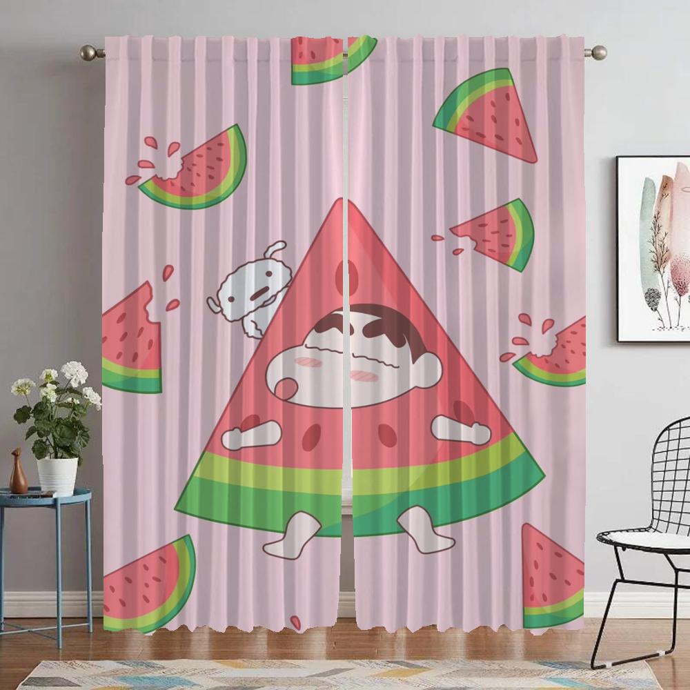 Crayon Shins Chan Blackout Curtain for Room 2 Panel Home Interior Curtains Tulle for Bedroom Partition Halloween Decoration