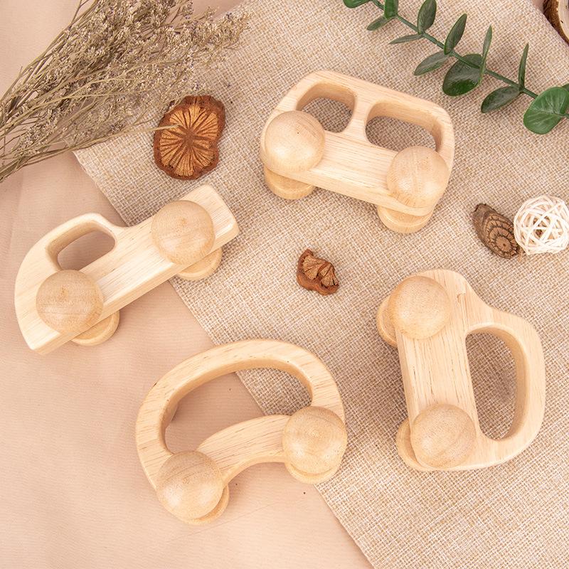 Wooden Inertia Handcart Toy for Children Aged 0-3: Grip Training and Play.
