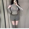 Elegant Slim Fit See-Through High Neck Long Sleeve T-Shirt