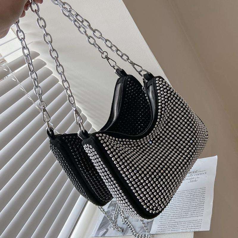 Fashion Rhinestone Crossbody Bag Women Shiny Chain Evening Clutch Totes Casual Lady Shoulder Messenger Pouch