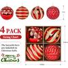 Alupssuc 6''/150mm Large Christmas Ball Ornaments, 4Pcs Christmas Tree Decor, Shatterproof Hanging Decorations with Hooks, Red & Gold Baubles for