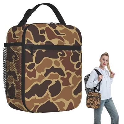 Duck Camo Insulated Lunch Bag for Women Children Leakproof Food Boxes Thermal Lunch Box Tote