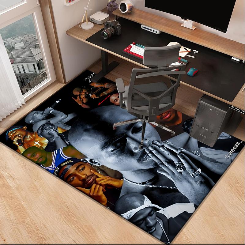 Rap Legend In Blue Office Rug Chair Mat, Game Carpet, Suitable for Front Door, Bedroom, Living Room, Desk, Holiday Gift