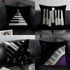 Music Piano Keyboard Cushion Cover Natural Linen Organic Fabric DoubleSided Printing Sofa Home Decor Breathable