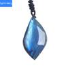 Natürlicher Labradorit-Blatt-Anhänger, blaues Mondlicht, grob poliert, zufällige Form, Schmuck, Kristall-Halskette