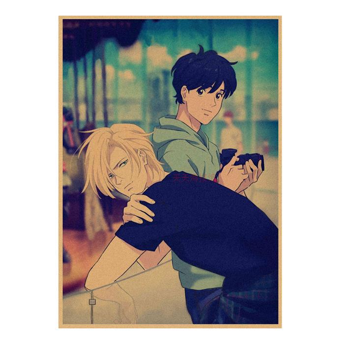 Retro Banana Fish Anime Kraftpapier Poster Wandkunst Wandbild