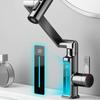 Badezimmer Waschbecken LED Digitalanzeige Wasserhahn 5 Wasserauslassmodi Drehbarer Roboterarm, Waschbecken Grauer Wasserhahn