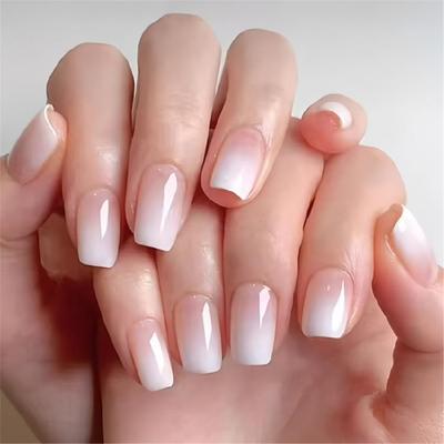 24 Pezzi Unghie Finte Quadrate Corte A Incollo Lucide Copertura Totale Unghie Finte Semplici A Pressione Manicure Forniture per Donna