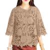 ZANZEA Womens Casual 3/4 Sleeve Lace Crochet Patchwork Loose Blouse