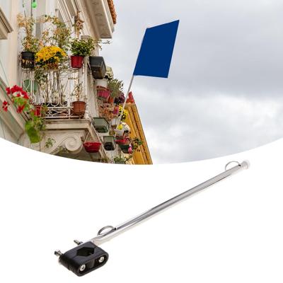 Marine Flag Pole Holder Boat Flag Pole Stainless Steel Rail Mounted Adjustable Plastic Clip Rustproof for Boat Yacht Car