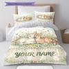 Custom Name,Watercolor Twin Woodland Animal Pattern Bedding Home Decoration Birthday Gift ( 1 duvet cover + 2 pillowcase, without core),fan merchandis
