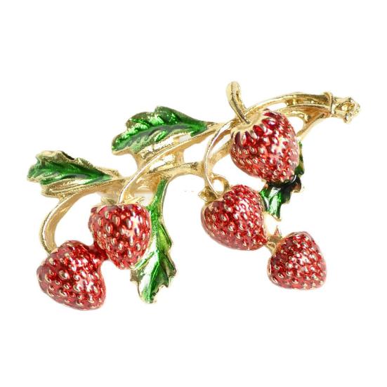 

Brooch Pin Enamel Surface Strawberry Shape Zinc Alloy Pin Coats Suits Sweaters Dresses Badge Party Accessory Size#1pc
