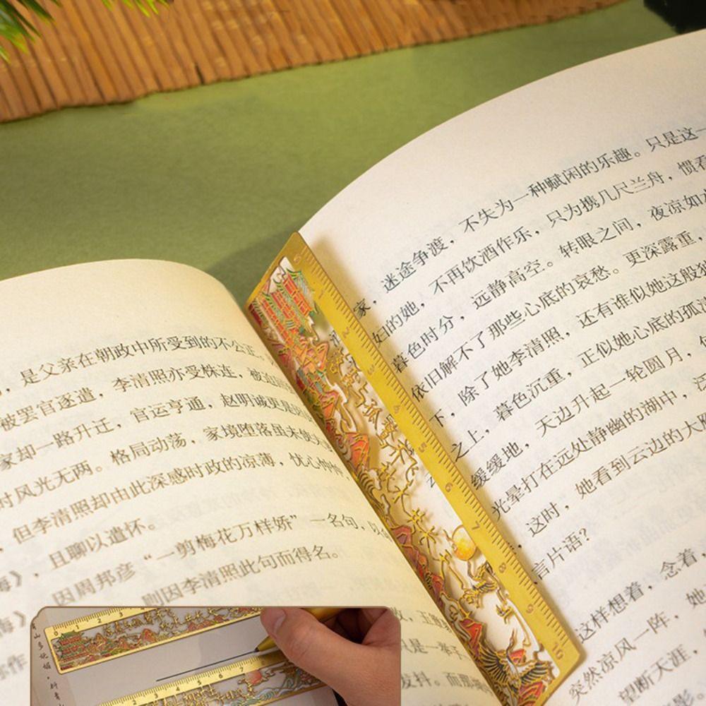 Cute Bronzing Ruler Bookmark Kawaii Landscape Metal Bookmark Oil Painting Ruler Bookmark  School