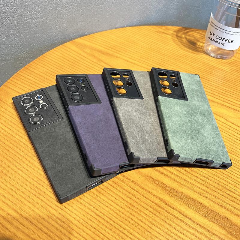 The Samsung S23Ultra Suede Phone Case Is Compatible with The Samsung S22U Shockproof All-cover Men's Business Case