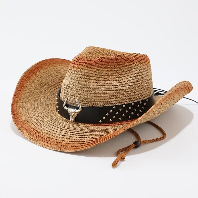 Popular European and American Western Cowboy Straw Hat Men's and Women's Fashion Shade Straw Hat Outdoor Western Cowboy Hat