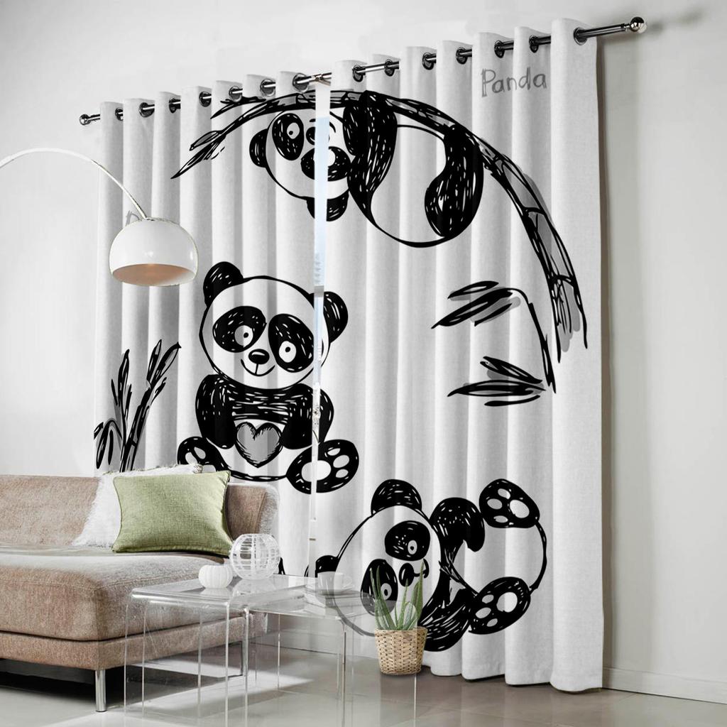Chinese Panda And Bamboo Window Curtains Curtains for Living Room Decorative Items Living Room