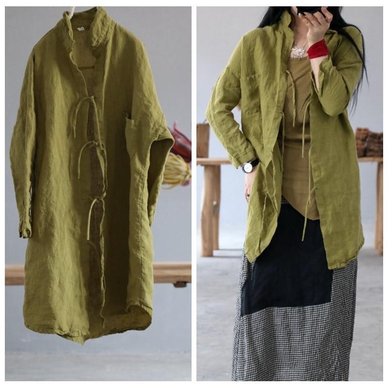 

Johnature женские винтажные льняные рубашки и топы, осенние однотонные рубашки в китайском стиле с отложным воротником и длинными рукавами