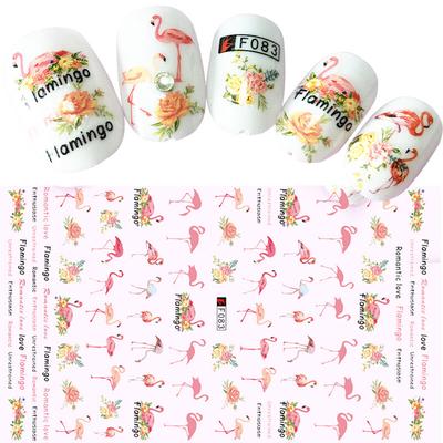 Adesivi per Unghie 3D Flamingo Amore Romantico Decalcomania Autoadesiva Ultrasottile per Trasferimento Unghie