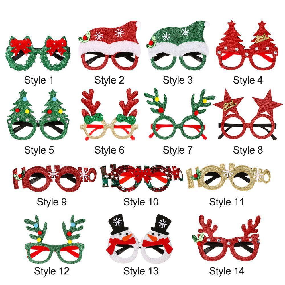 Christmas Decorations New Year Photo Prop Santa Claus Glasses Elk Christmas Glasses Frame Xmas Tree