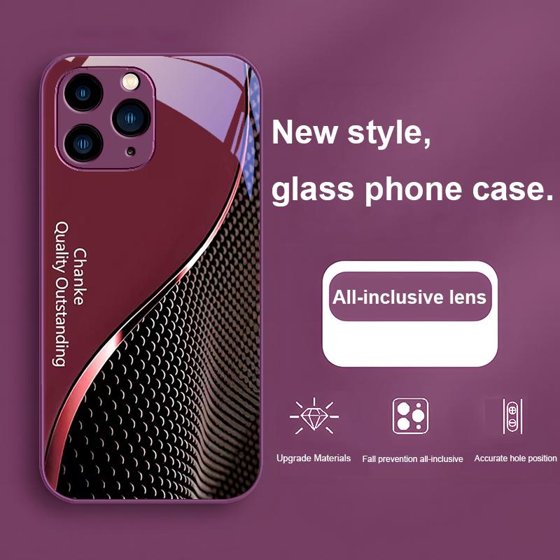 Quality Outstanding Chanke for Iphone 15 14 13 12 11 Pro Max X XS XR 7 8 Plus 2020 2022 SE Black Tempered Glass Phone Case