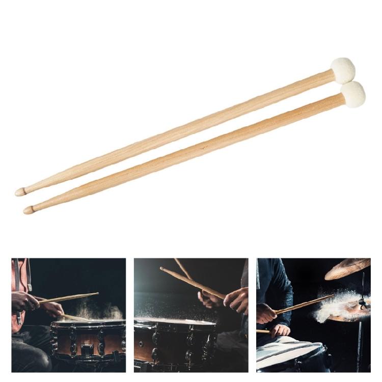 Double Head Drum Hammer Practice Playing Drum Mallets Timpani Drumsticks Percussion Instrument Felt Head Drum Sticks
