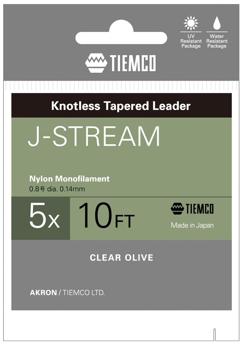 TIEMCO Поводок 10 футов 5X Прозрачный Оливковый J-Stream