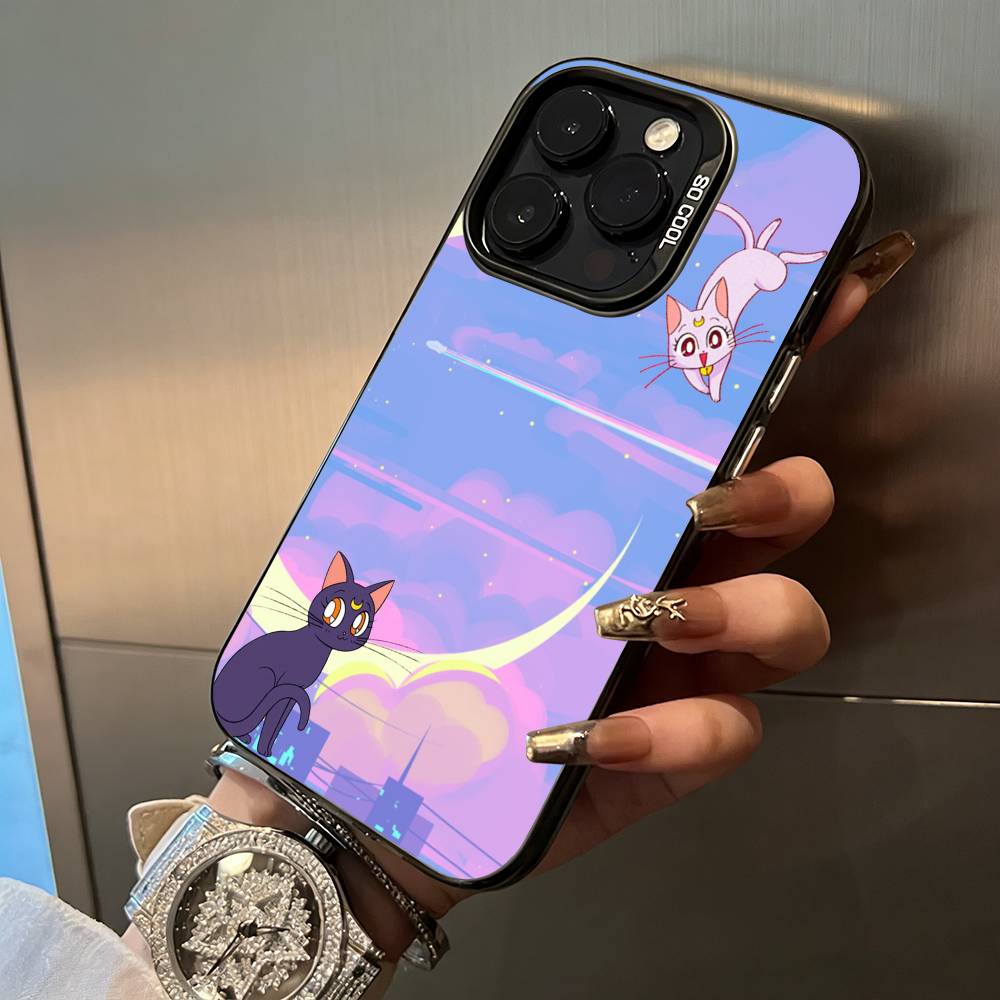 S-Sailor- Moon Phone Case For IPhone17 16 11 12 13 14 15 16 Pro Max Plus Cover Colored Silver Funda Bumber