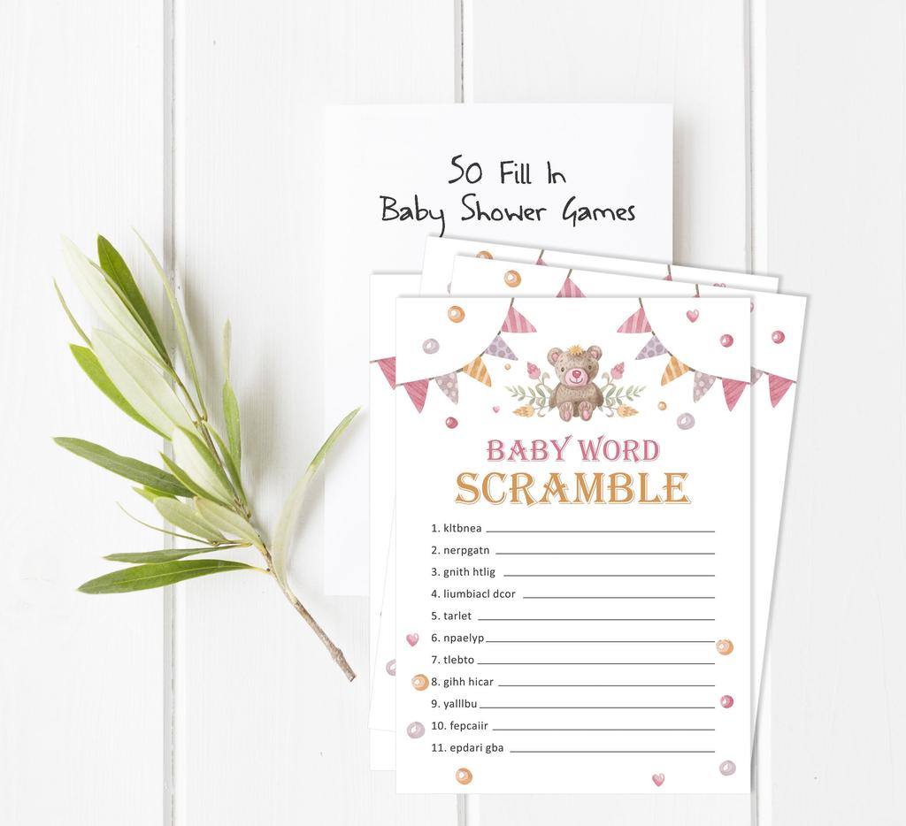 Inkdotpot 50 BabyA  AlphabetA  ABCA  GameA  Party Baby Shower Game Gender Neutral Teddy Bear