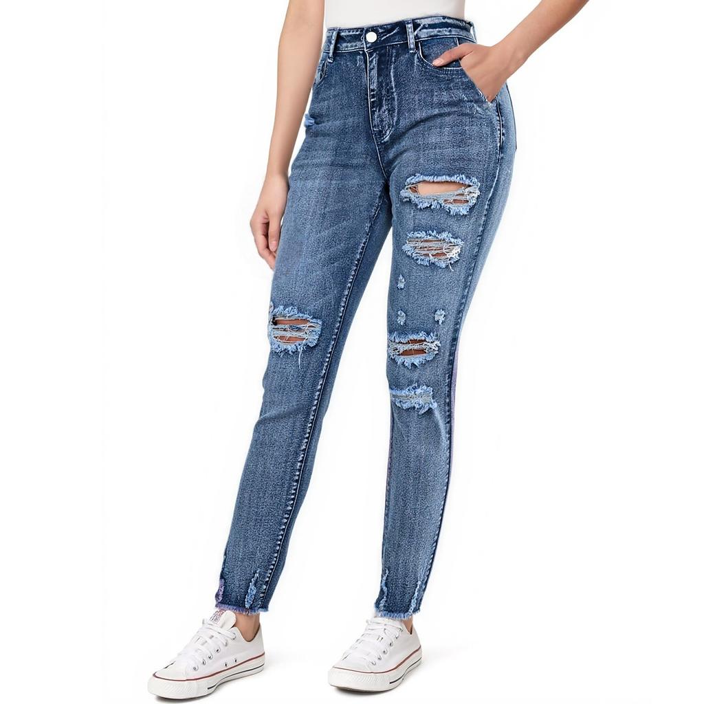 Women's High Waist Washed Women's Jeans Fashionable Versatile Straight Leg Pants