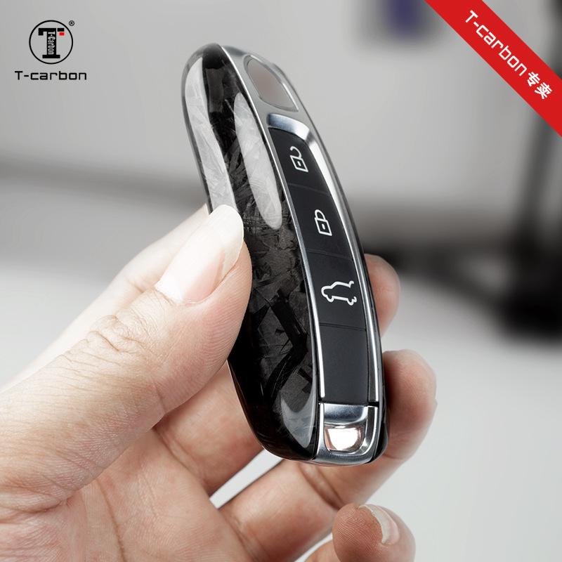 Real Carbon Fiber Key Case for Cayenne, Macan, 911, Panamera with Forged Pattern
